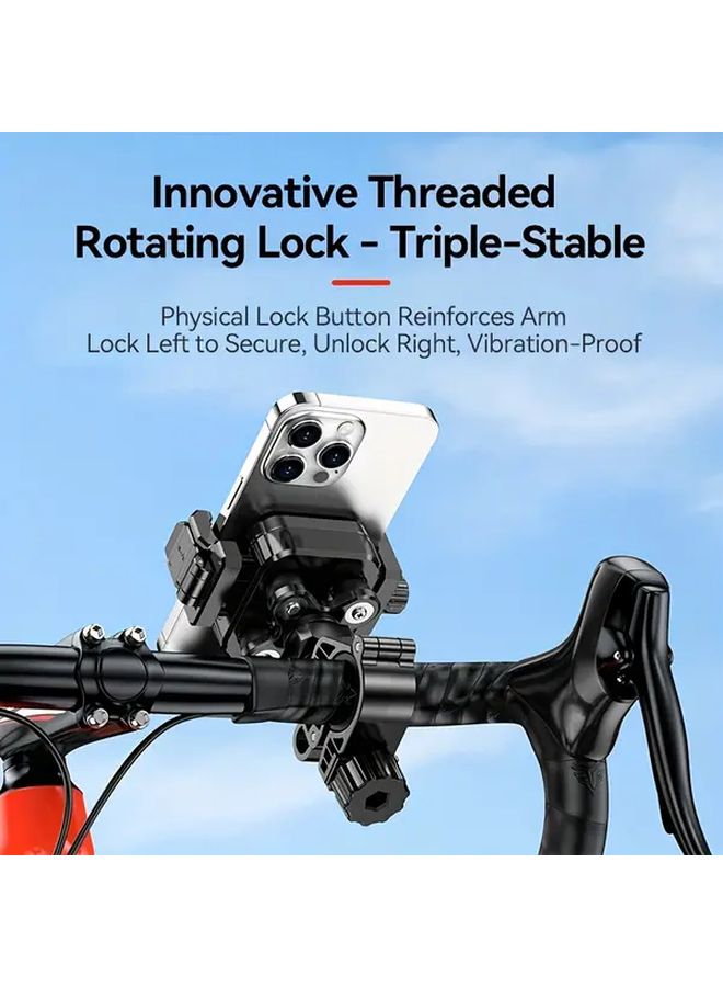 Motorcycle Phone Mount Black Rearview Mirror Mount Heavy Duty Anti Vibration Handlebar Holder - Image 4
